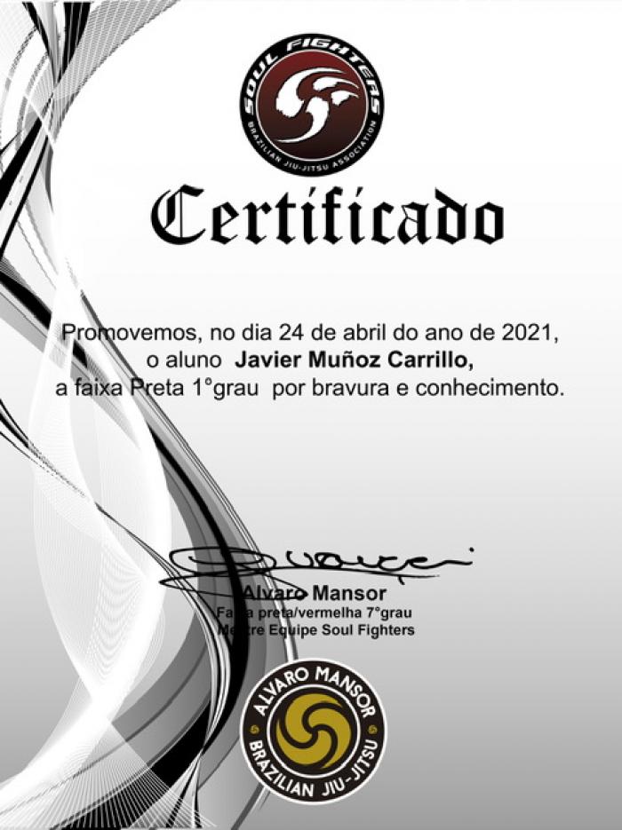 Black belt 1st degree · April 4, 2021 · Promoted by Alvaro MANSOR