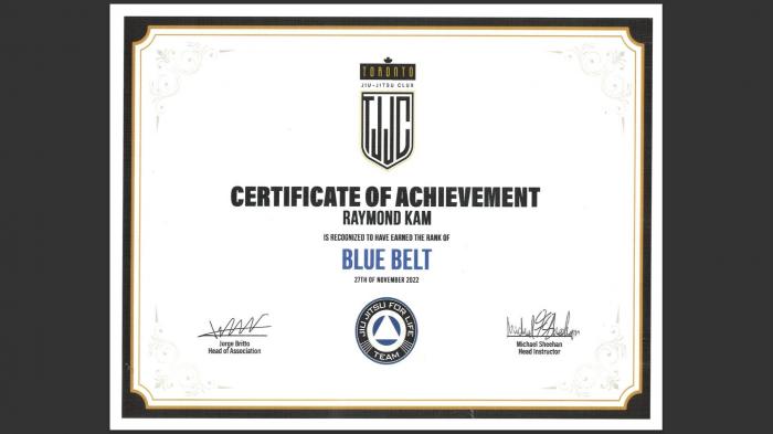 Blue belt · November 27, 2022 · Promoted by Michael Sheehan