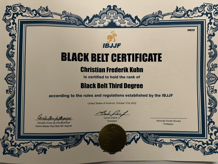 Black belt 3rd degree · October 31, 2022 · Promoted by IBJJF