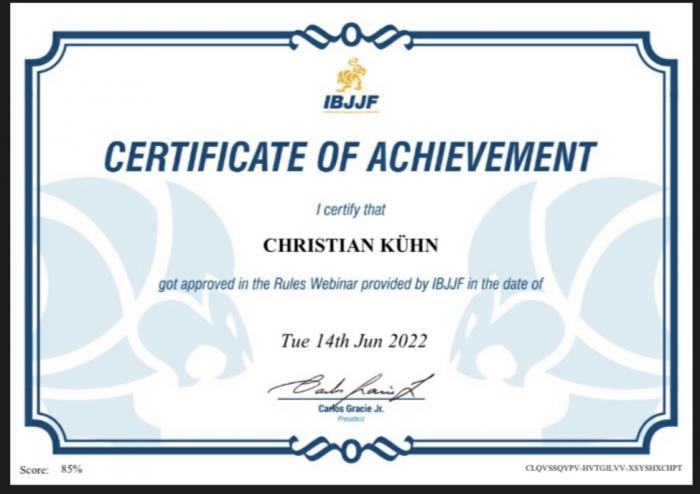 Black belt 3rd degree · October 31, 2022 · Promoted by IBJJF