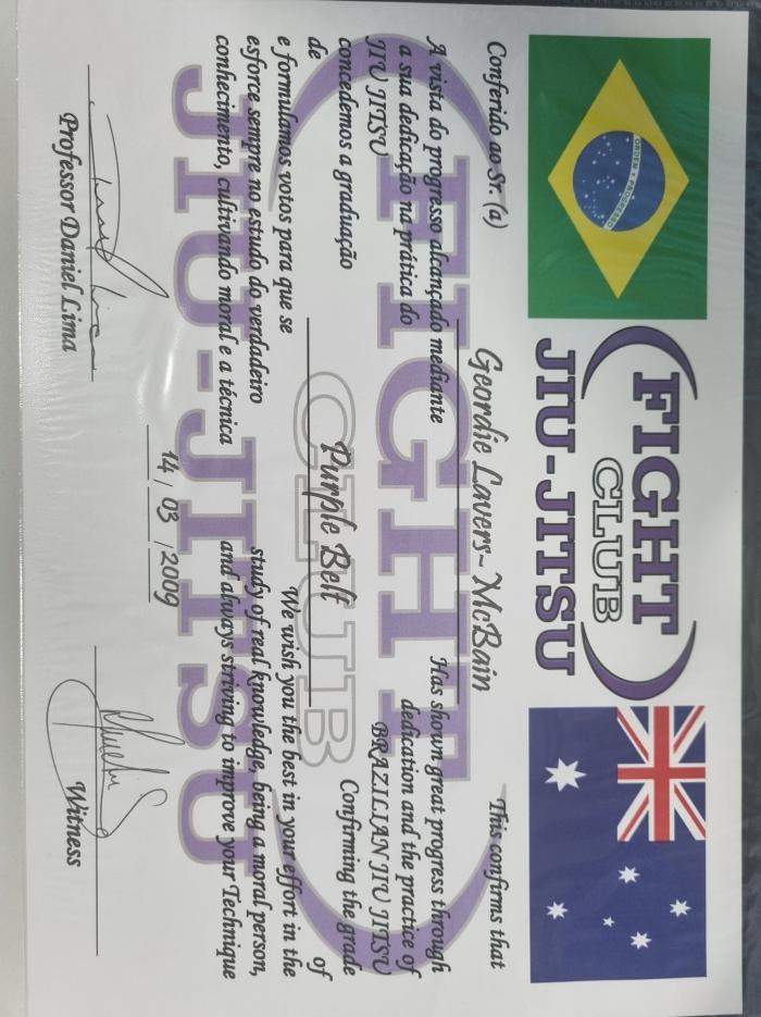 Purple belt · March 14, 2009 · Promoted by Daniel Lima