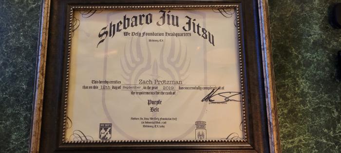 Purple belt · September 12, 2019 · Promoted by Alan Shebaro