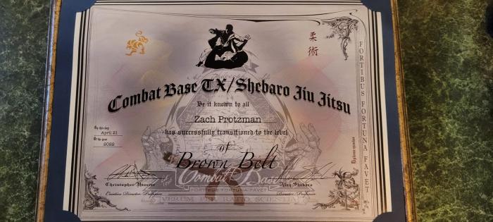 Brown belt · April 21, 2022 · Promoted by Alan Shebaro
