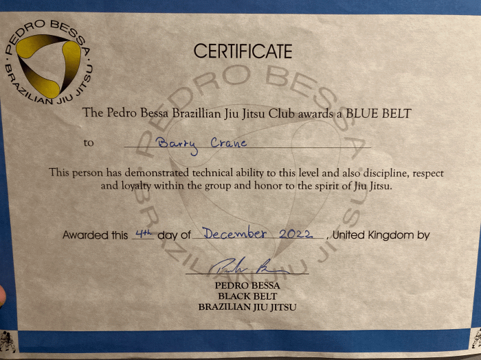 Blue belt · December 4, 2022 · Promoted by Pedro Bessa