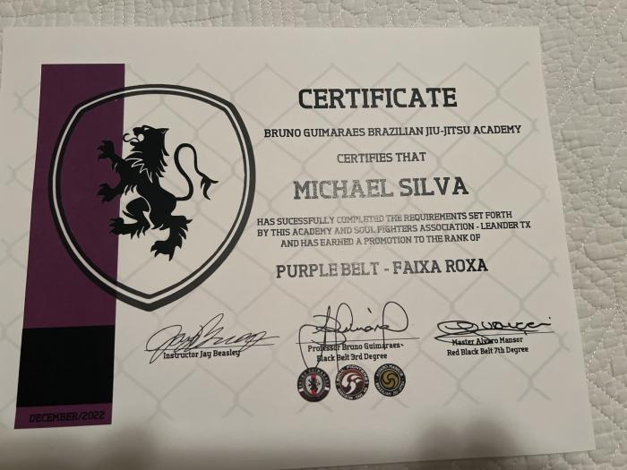 Purple belt · December 10, 2022 · Promoted by Bruno Guimaraes