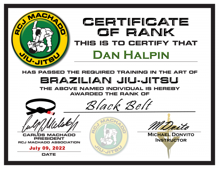 Black belt · July 9, 2022 · Promoted by Michael Donvito