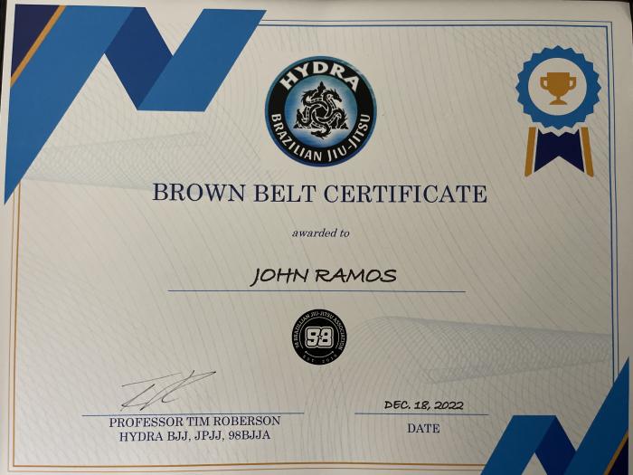Brown belt · December 18, 2022 · Promoted by Tim Roberson