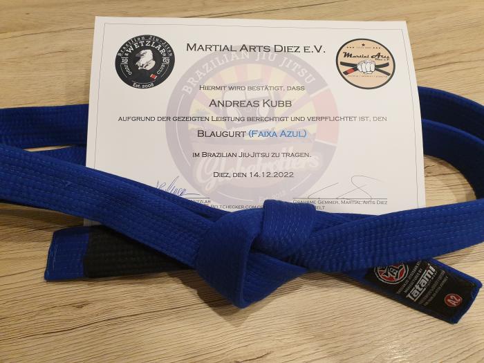 Blue belt · December 14, 2022 · Promoted by Mike Hartmann