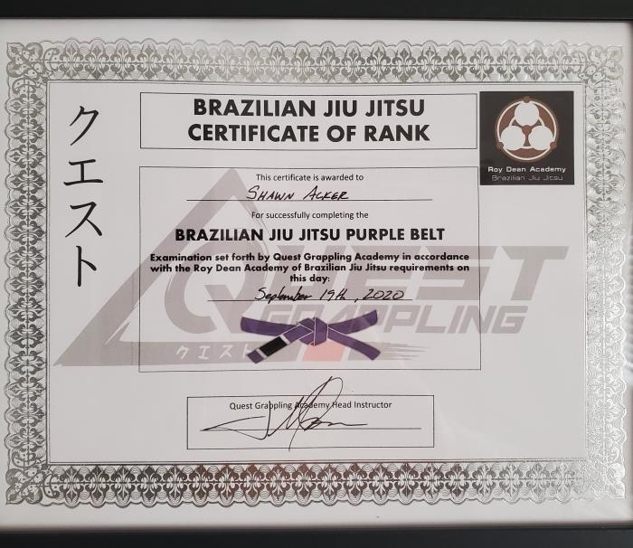 Purple belt · September 19, 2020 · Promoted by Josh Matanane