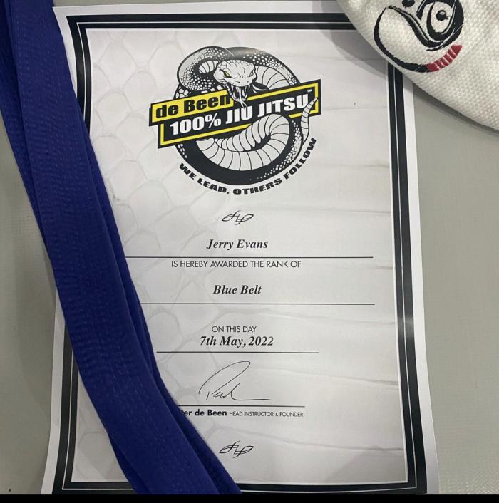 Blue belt · May 7, 2022 · Promoted by Peter DeBeen