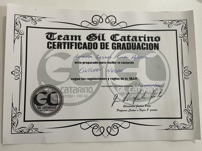 Black belt · November 27, 2021 · Promoted by Gil Catarino