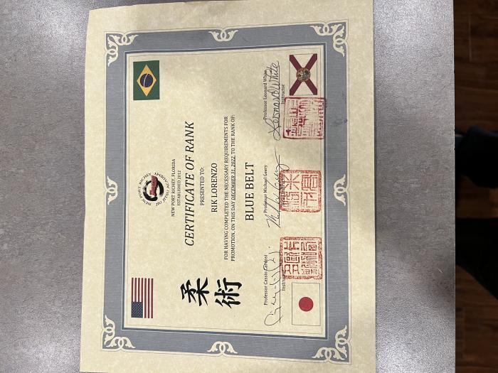 Blue belt · December 31, 2022 · Promoted by Michael Geery