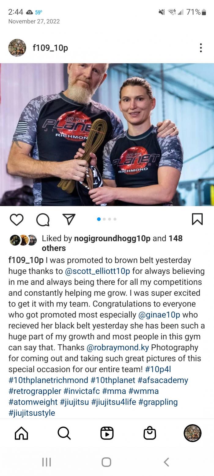 Brown belt · November 26, 2022 · Promoted by Scott Elliott