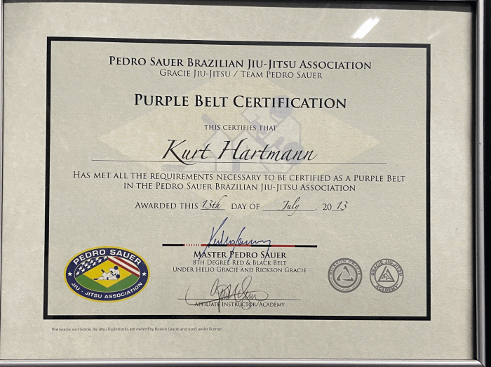 Purple belt · July 13, 2013 · Promoted by Greg Nelson