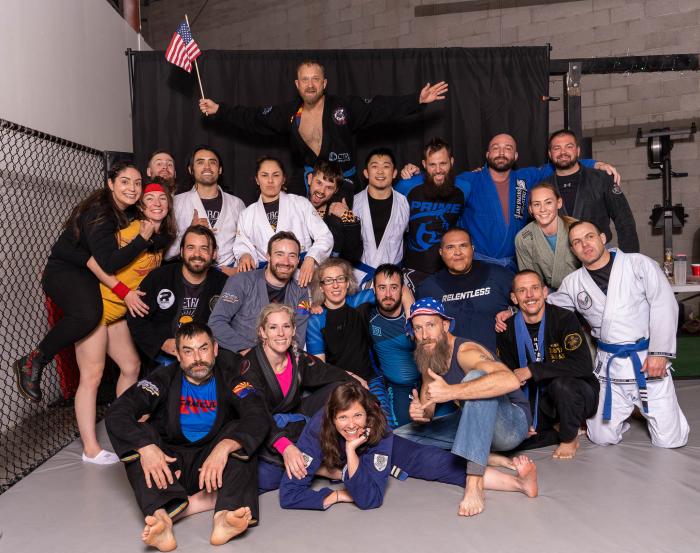 Group picture of us blue belts who attended the Arizona Globetrotters camp Nov '22