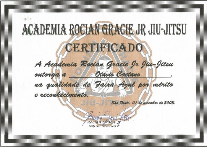 Blue belt · November 1, 2003 · Promoted by Rocian Gracie