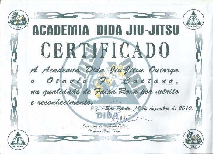 Purple belt · December 18, 2010 · Promoted by Severino Soares da Silva "Dida"