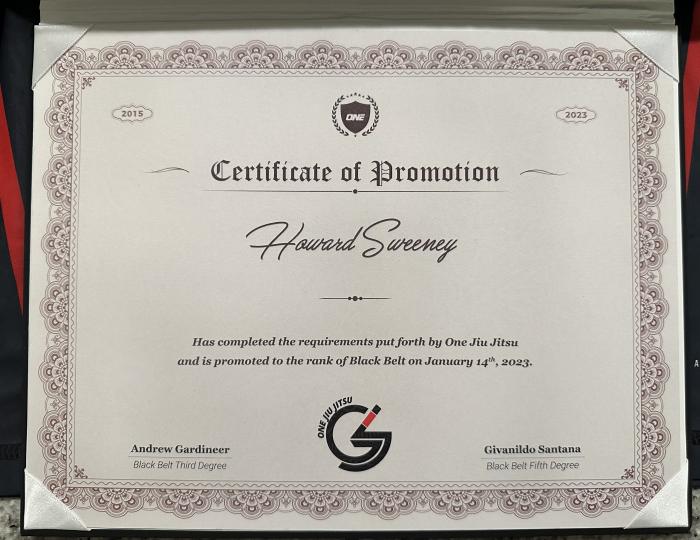 Black belt · January 14, 2023 · Promoted by Giva “The Arm Collector” Santana and Andrew Gardineer