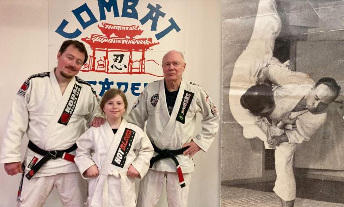 Four generations of martial artists: My son Johan Nyh (karate, BJJ), Johans daughter Lindwen Nyh (BJJ), me, my father Helge Nyh (judo and jiutitsu in 1950:ies)