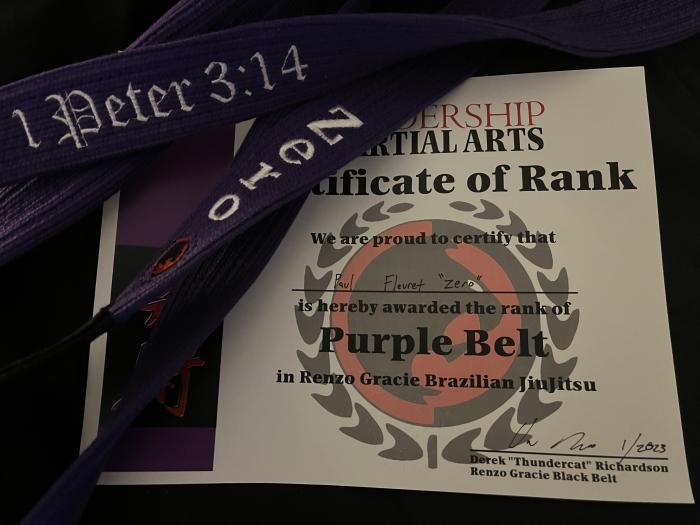 Purple belt · January 18, 2023 · Promoted by Derek Richardson