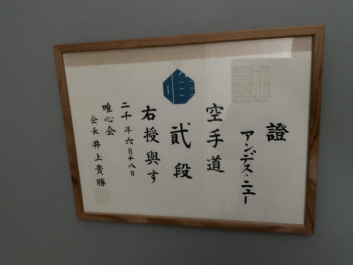 Yuishinkai Karatejutsu graduation, black belt nidan.