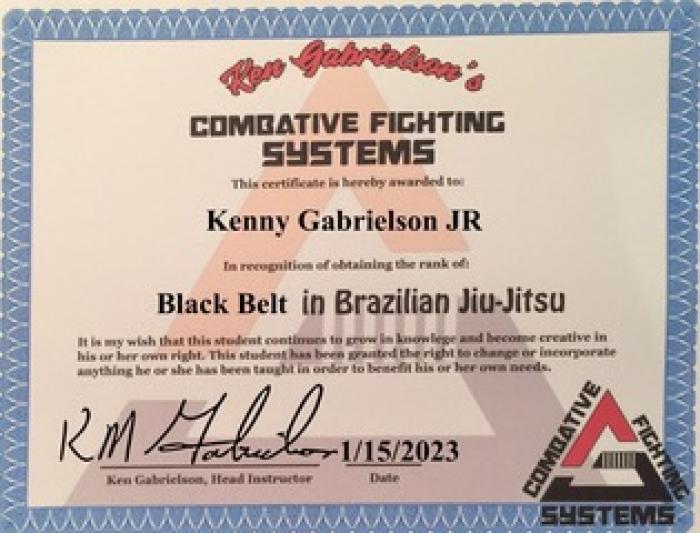 Black belt · January 15, 2023 · Promoted by Ken Gabrielson