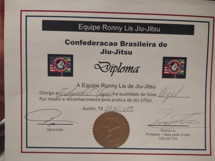 Blue belt · August 9, 2009 · Promoted by Ronny Lis