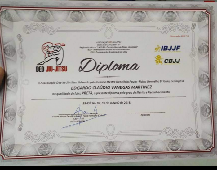 Black belt · June 2, 2018 · Promoted by Grand Master Deocelcio Paulo