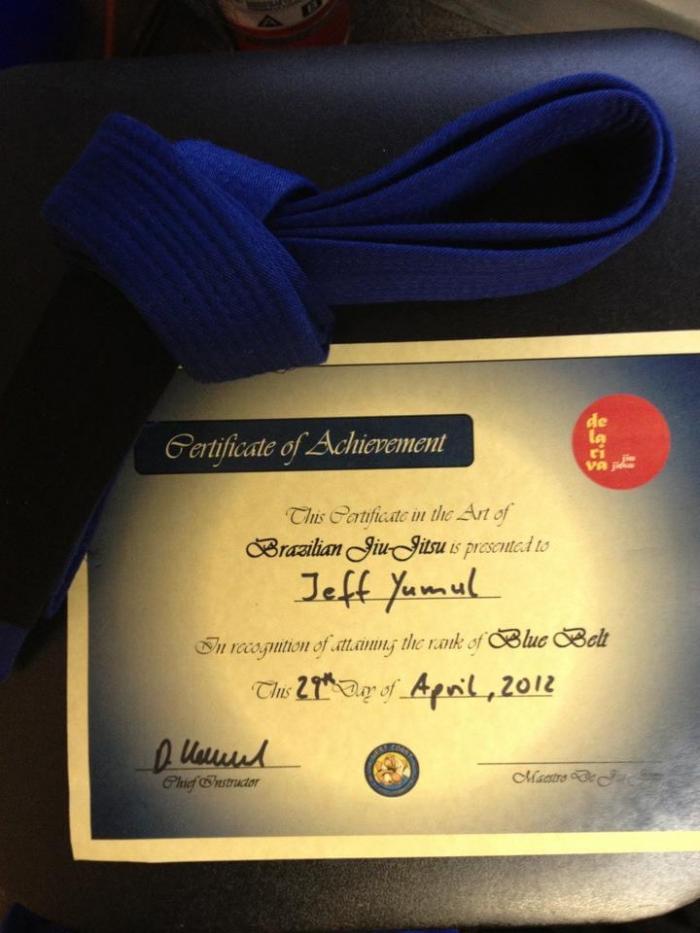 Blue belt · April 26, 2012 · Promoted by Don Whitefield