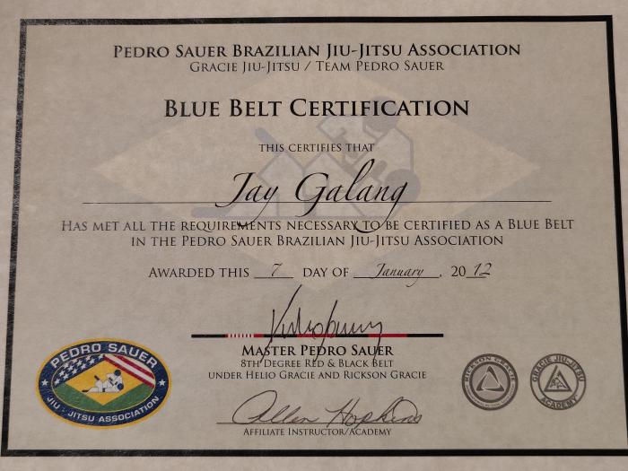 Blue belt · January 12, 2012 · Promoted by Allen Hopkins
