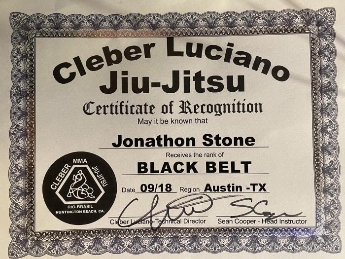 Black belt · September 15, 2018 · Promoted by Sean Cooper