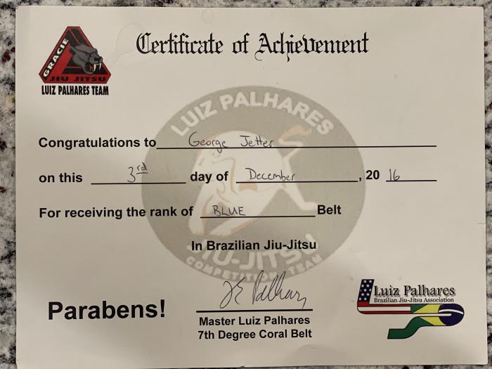 Blue belt · December 3, 2016 · Promoted by Luiz Palhares