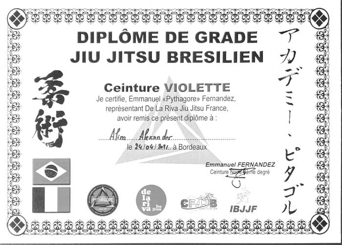 Purple belt · April 24, 2021 · Promoted by Emmanuel Fernandez
