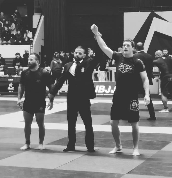 Winning my first match at 2022 IBJJF No Gi Worlds. Black Belt Master 2 Middleweights.