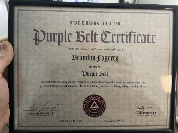 Purple Belt Certificate