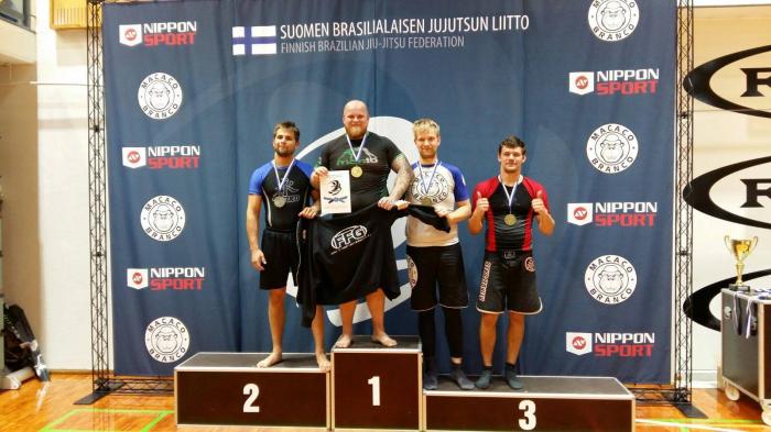 Podium photo from the 2015 No-Gi Finnish Open. Bronze medal from blue belts open class.