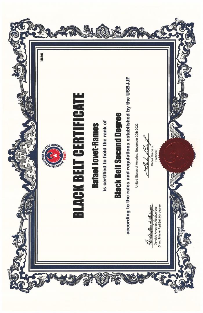 Black belt 2nd degree · November 30, 2022 · Promoted by IBJJF