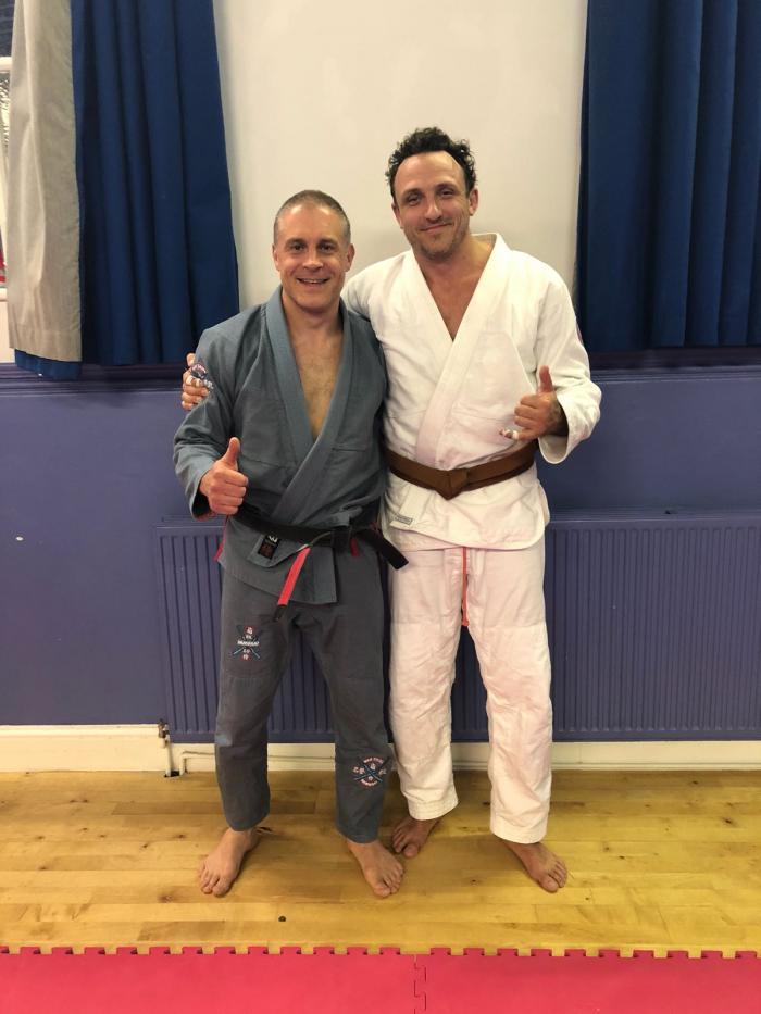 Brown belt promotion with my coach Marc Barton July 2018