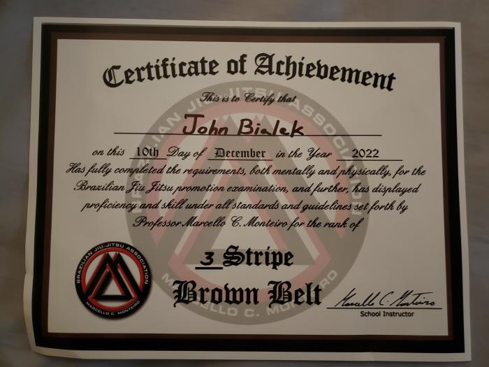 Brown belt · August 22, 2020 · Promoted by Marcello C. Monteiro