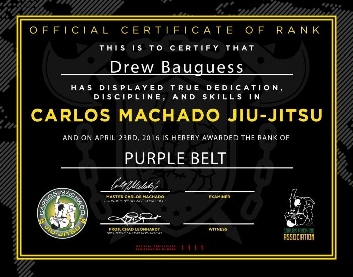 Purple Belt Certificate