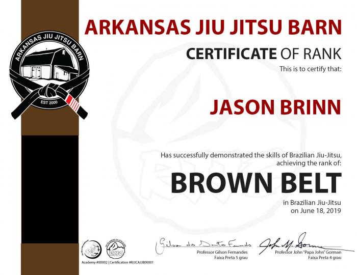 Brown belt · June 18, 2019 · Promoted by Gilson Fernandes