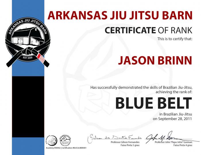 Blue belt · September 28, 2011 · Promoted by Gilson Fernandes