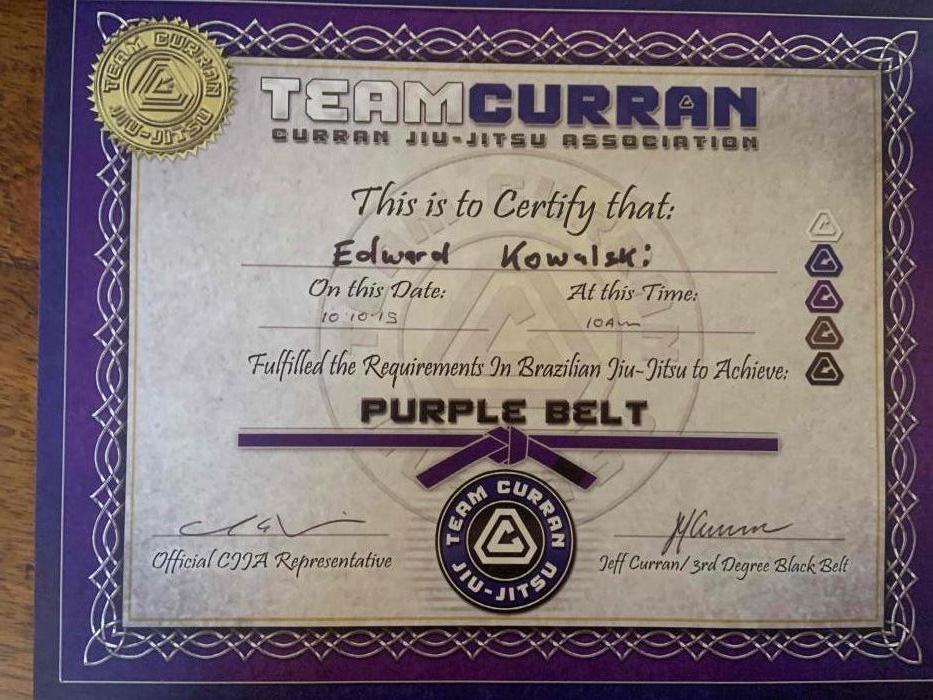 Purple Belt Certificate
