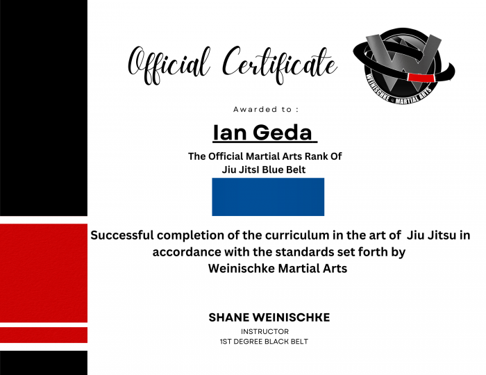 Blue belt · July 13, 2022 · Promoted by Shane Weinischke