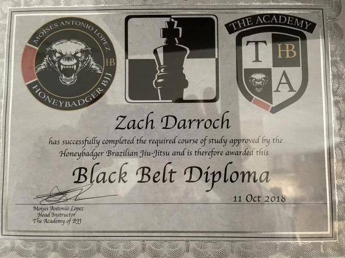 Black Belt Promotion diploma 2018