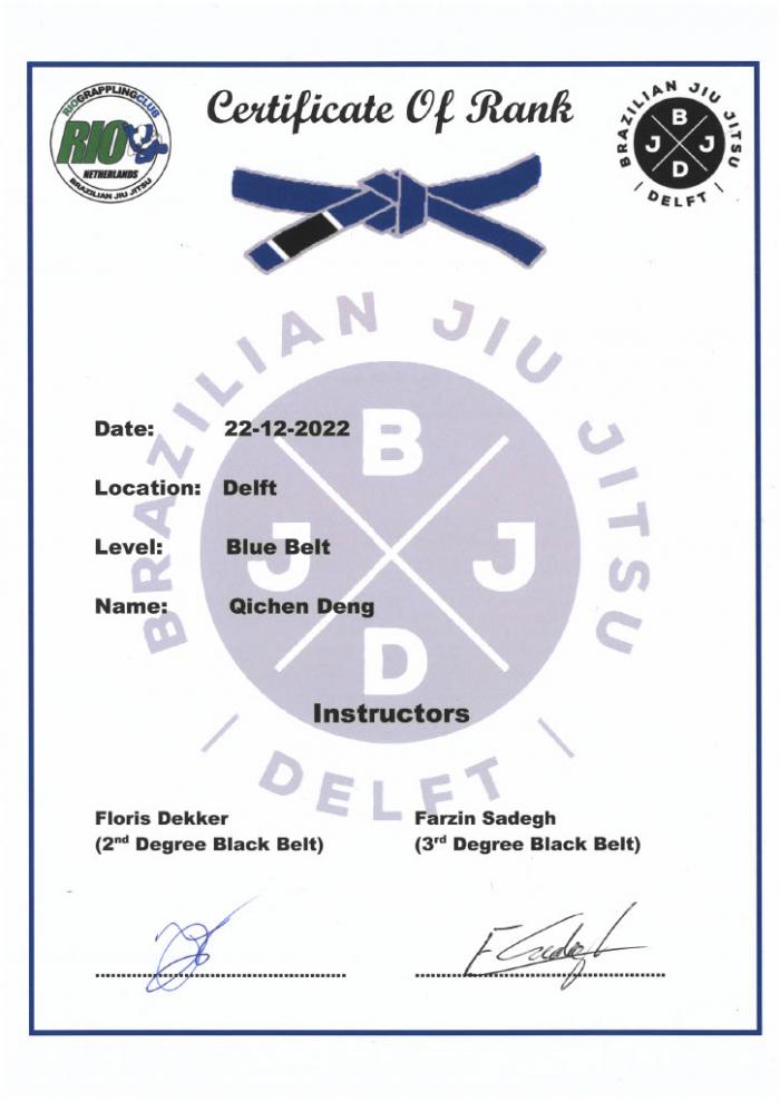 Blue belt · December 21, 2022 · Promoted by Farzin Karbalai-Sadegh