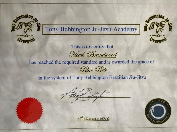 Blue belt · December 15, 2016 · Promoted by Tony Bebbington