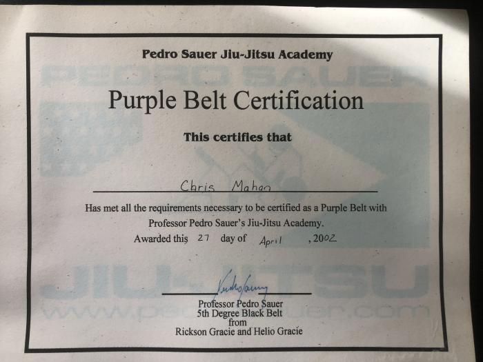 Purple belt · April 27, 2002 · Promoted by Pedro Sauer