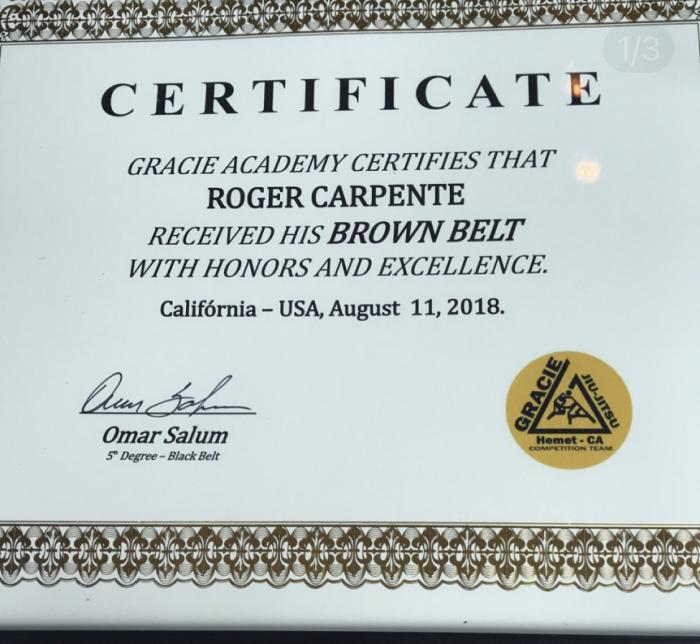 Brown belt · August 24, 2018 · Promoted by Omar salum