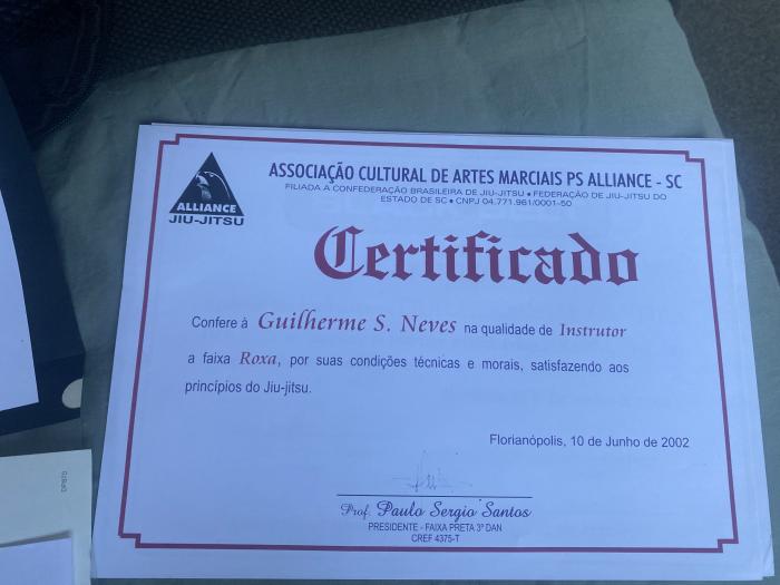 Purple belt certificate